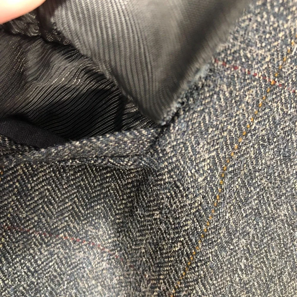 Chaps Ralph Lauren Blazer Mens 42S Gray Plaid Herringbone Sport Coat Suit Jacket